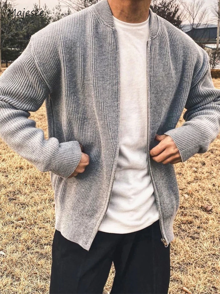 

M-3XL Cardigan Men Chic Korean Style Retro Solid Color Autumn Fashion Males Knitwear Basic Spring Long Sleeve High Street Cozy