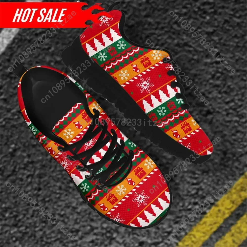 Merry Christmas Pattern Ladies Casual Sneakers Wear-resistant Flats Shoes for Girls Women Holiday Party Xmas Gifts