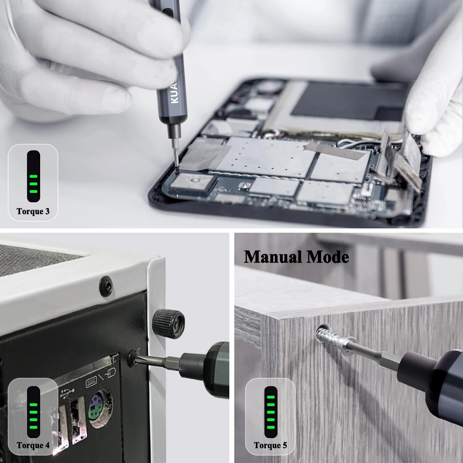 KUAIQU 5-Speed Torque Precision Electric Screwdriver Set DIY 3.7V Rechargeable Screwdriver Magnetic iPhone Disassemb Repair Tool