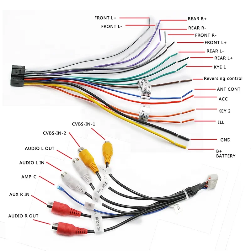 For set Wiring Harness USB Adapter GPS Antenna Video Audio RCA Wifi Cable for Universal 2Din Car Android System HeadUnit Cable