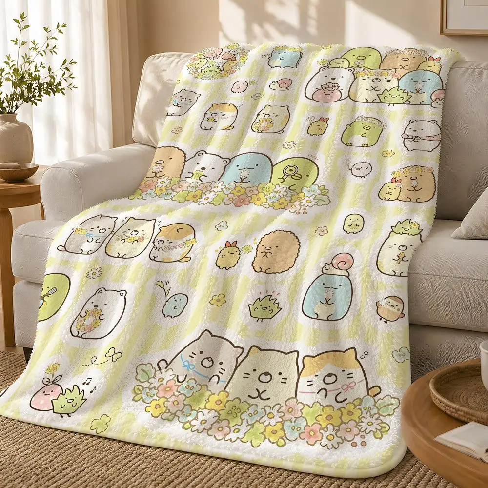 Cartoon S-Sumikko Gurashi Anime Throw 1pc Flannel Blanket Soft Lightweight Warm Cozy For Bedroom Sofa Bed