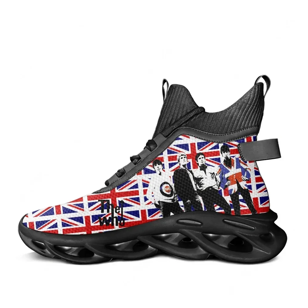 

Кроссовки The Who High Top Flats для мужчин и женщин, спортивная обувь для бега, высококачественные модные кроссовки на шнуровке, сетчатая обувь, обувь на заказ
