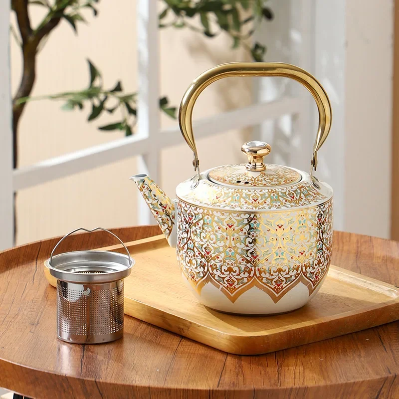 Stainless steel pot household kettle kettle large capacity tea  cool  induction cooker gas universal flower teapot