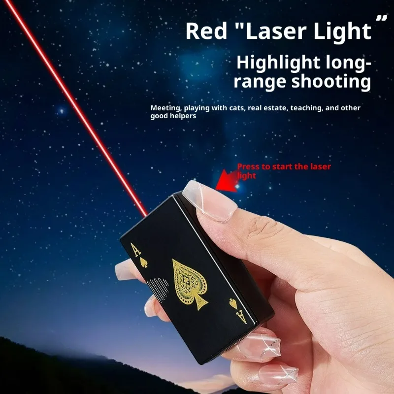 Internet Celebrity Poker Style Windproof Green Flame Laser Infrared Butane Gas Lighter Cool Funny Mahjong Lighters for Boyfriend