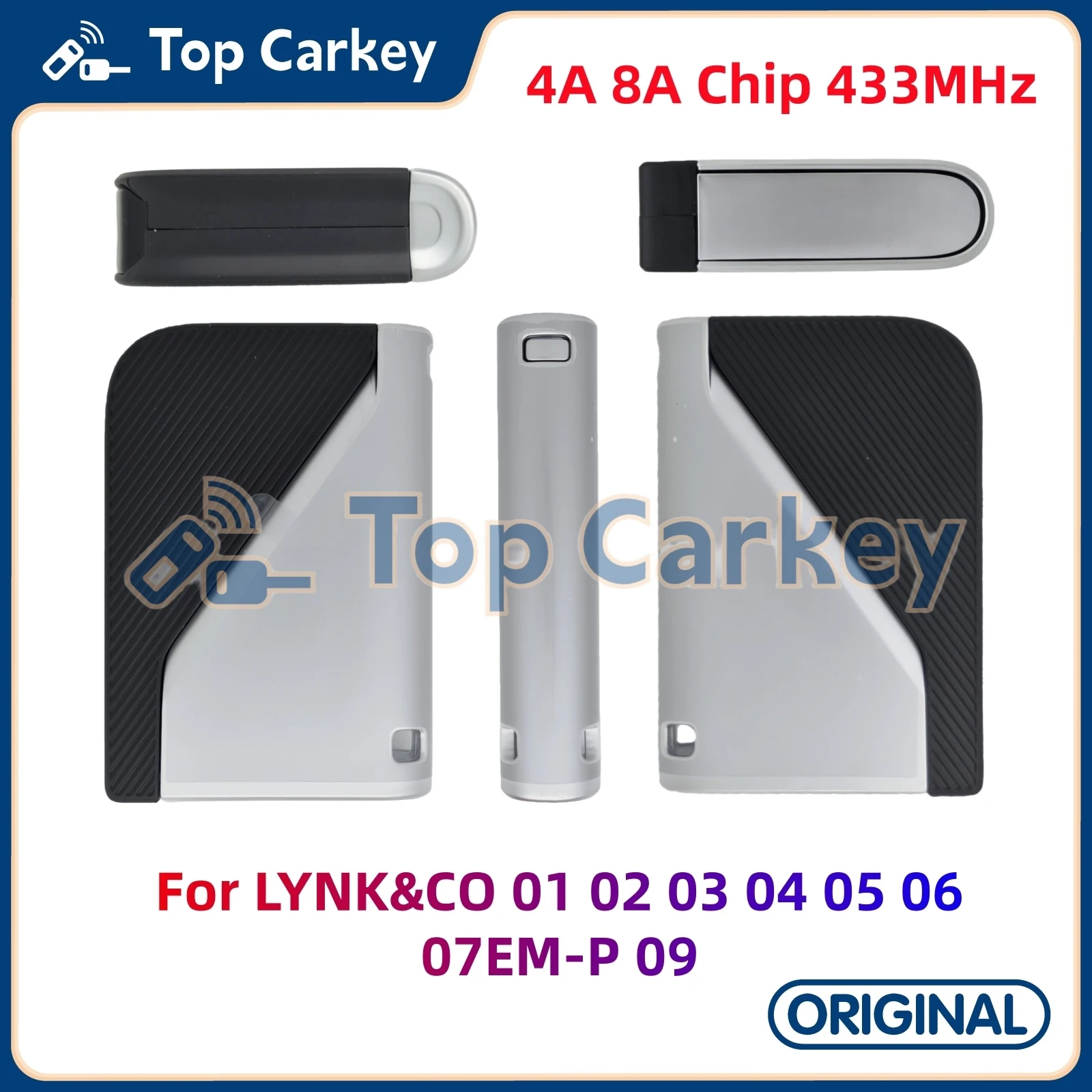 TopCarkey Original Smart Remote Key ID4A ID8A Chip 433MHz for LYNK&CO 05 06 09 07EMP