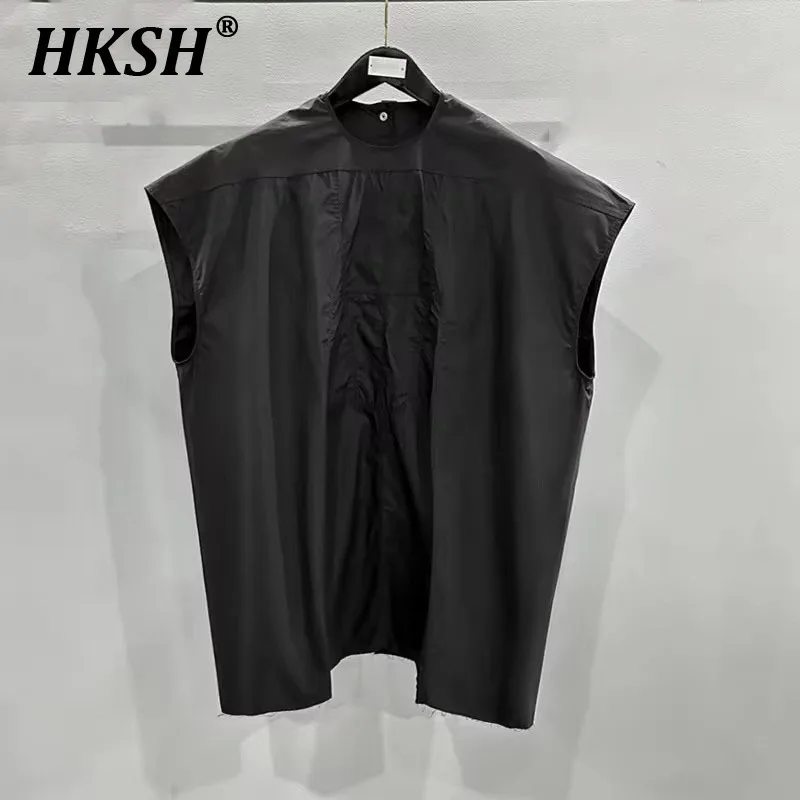 

HKSH Male Tide Dark Vest Fashion Large Size T-shirt RO Streetwear Tank Tops Cotton Punk Tees O-neck Casual Chic Waistcoat HK1332