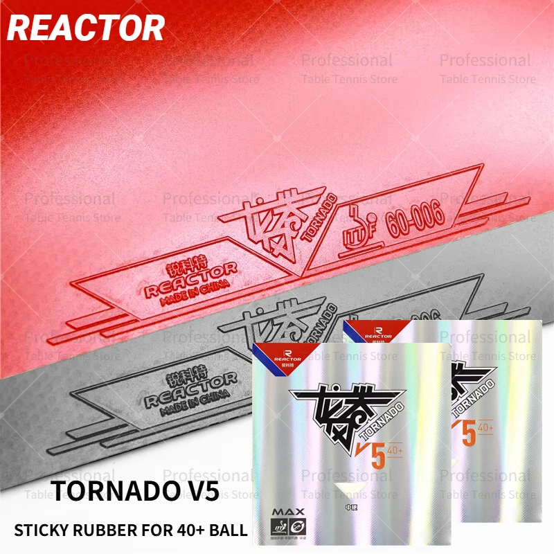 Reator TORNADO V5 Borracha de tênis de mesa com laço pegajoso com aprovação ITTF médio duro com esponja de pingue-pongue de energia interna máxima