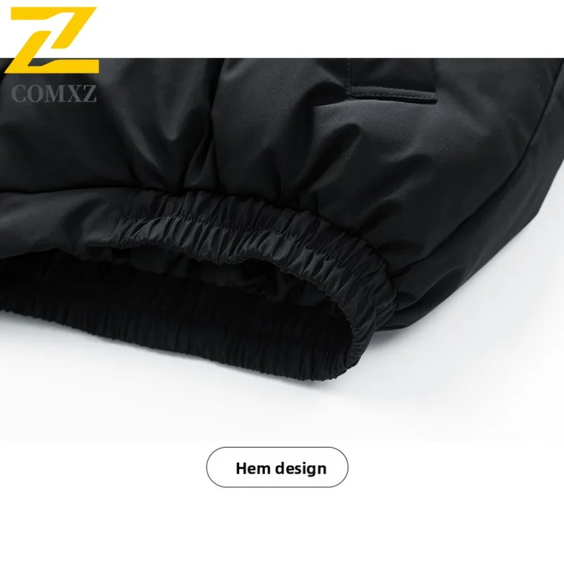 COMXZ 2025 Men Padded Jacket Stand Collar Loose Fit Fashion Outdoor Sports Coat Winter Quality Trendy Outerwear Street Style