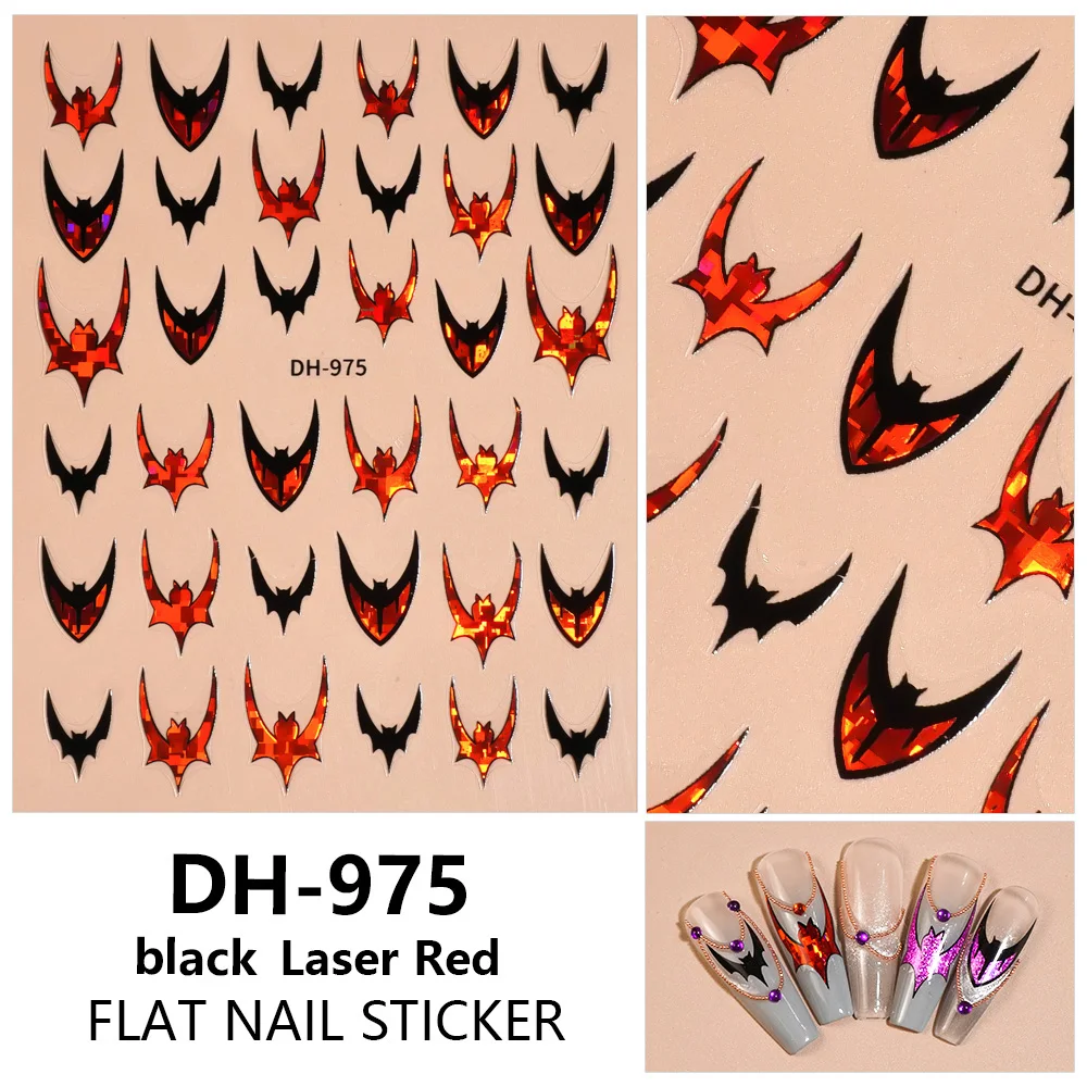 1/5 قطعة الخفافيش مسمار ملصقات ثلاثية الأبعاد شقة القوطية نمط مسمار الفن أعواد تزيين النساء DIY بها بنفسك ذاتية اللصق مانيكير الديكور الشارات