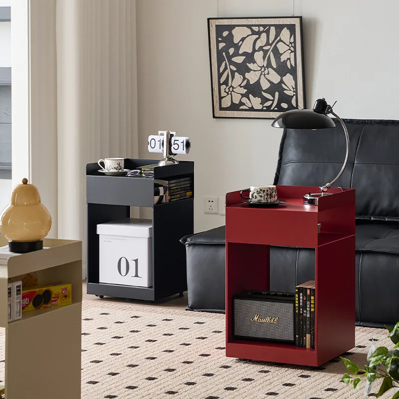 Small four mobile side few living room home Internet celebrity coffee table bedroom medieval bedside table movable cart sofa sid