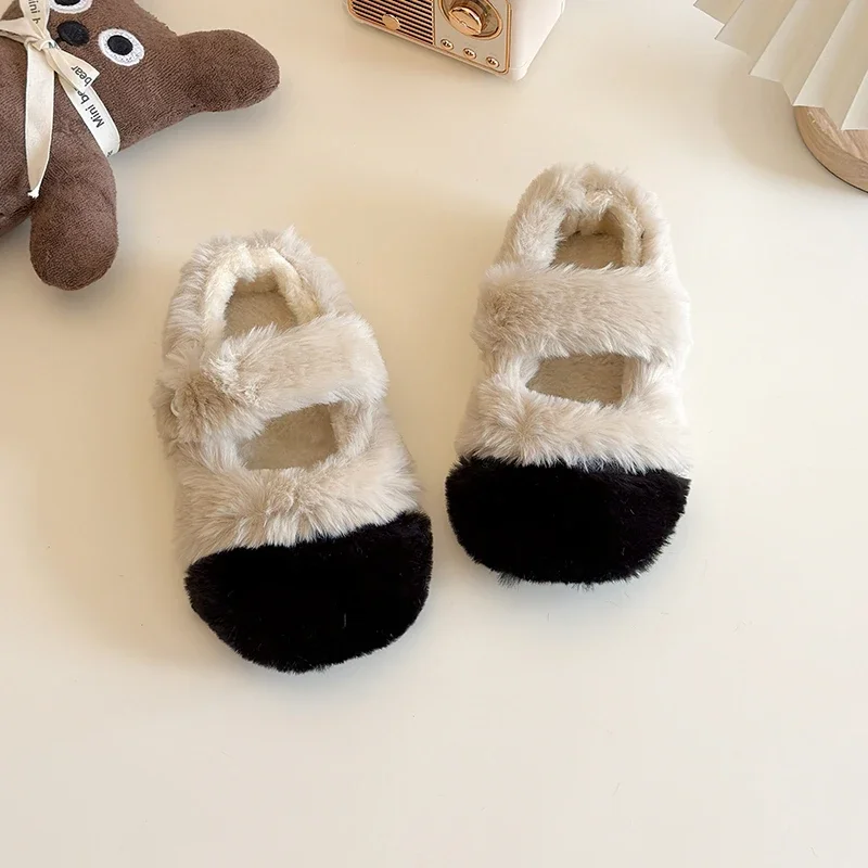 Childen Cotton Princess Leather Shoes for Girls 2024 Winter New Fashion Korean Style Soft Bottom Anti-slippery Versatile Chic