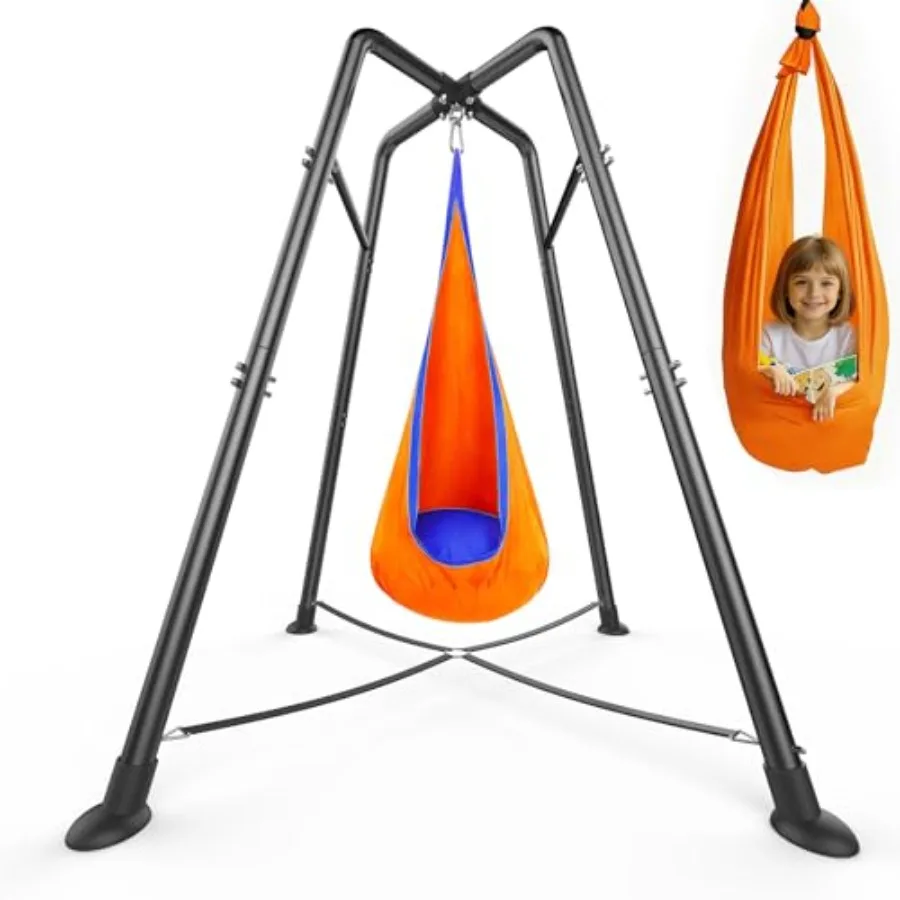 

Сенсорные качели-трансформер с усиленной 4-ногой металлической рамой, улучшенной конструкцией соединений, дополнительными перекладинами и двухслойным мягким покрытием