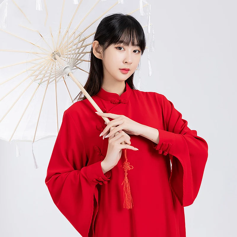 Women's Tai Chi Suit Longline Chinese Style Zen Martial Arts Performance & Training Wear
