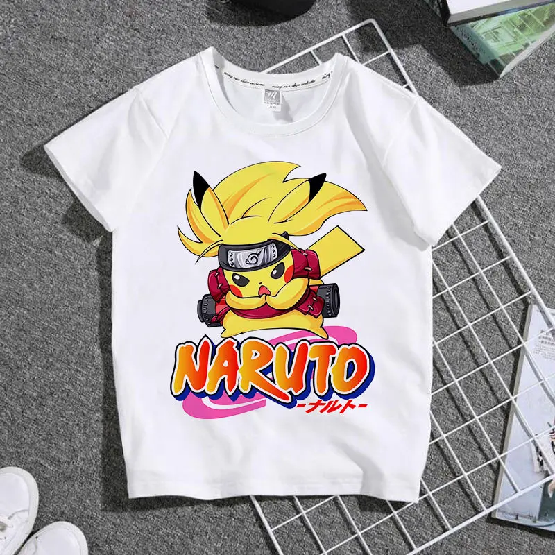 Pikachu Naruto T-shirt for Boys' Short-sleeved, Versatile, Fashionable, Stylish Summer Clothing, Brotherly Outfit, Trendy