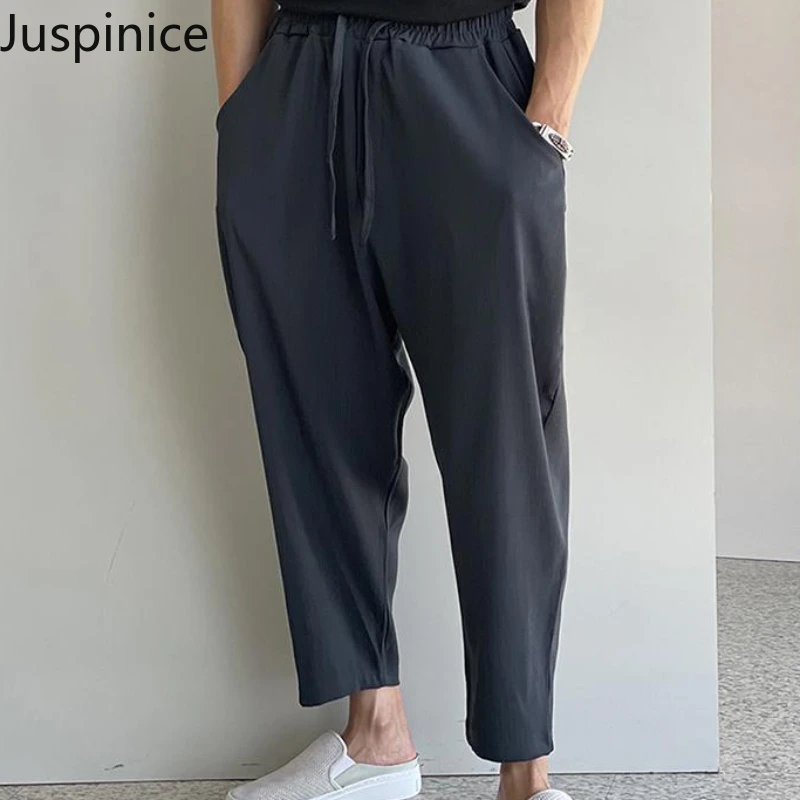 

Summer Quick-drying Large Size Nine-point Pants Men's Solid Loose Casual High Street Simple Personality Trousers Male Clothes
