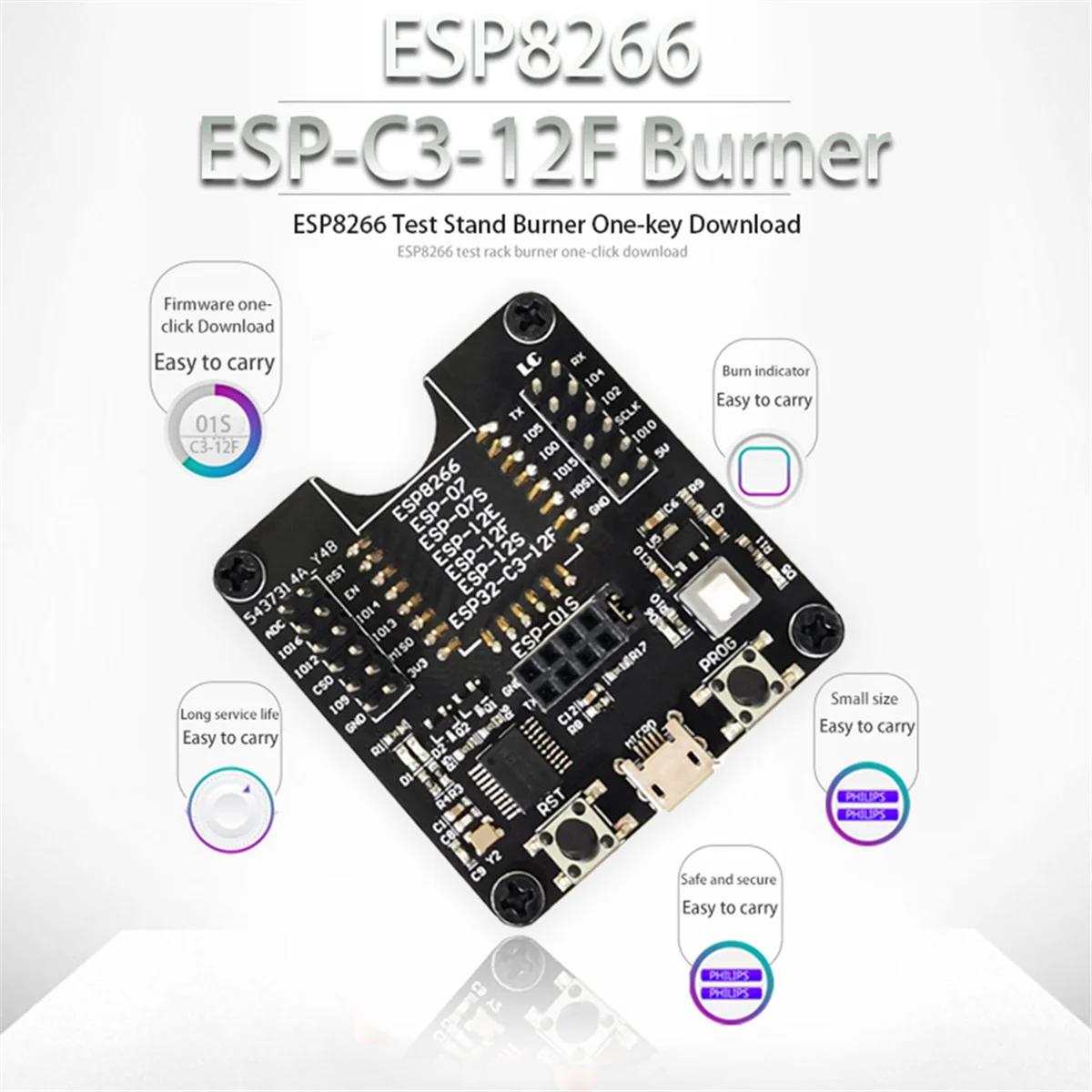 ممتاز! ESP8266 اختبار الرف وحدة مبرمج دعم ESP-01 01S 12 ESP32-C3-12F وحدة محمولة متعددة الوظائف