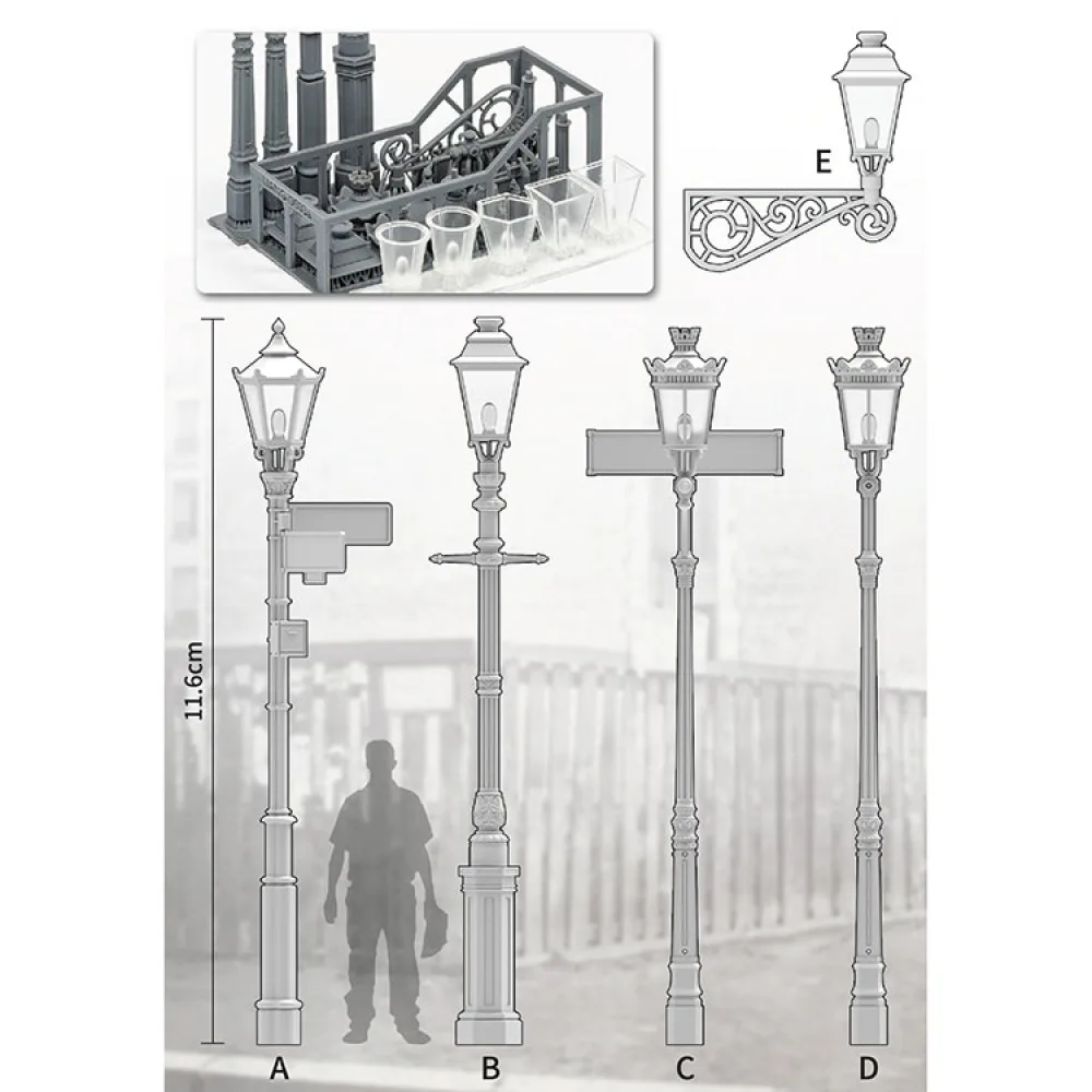 For LIANG-0603 Model Street Lights Layout Lamppost Railway Train Garden Scenery 1/35 Scale Assembly Model Wall Lamp Lighting