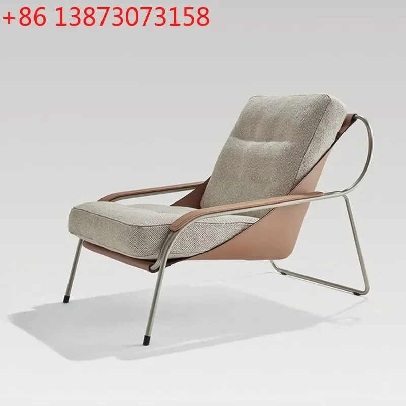 Italian single fabric leather sofa chair minimalist designer backrest bedroom balcony living room lazy leisure chair