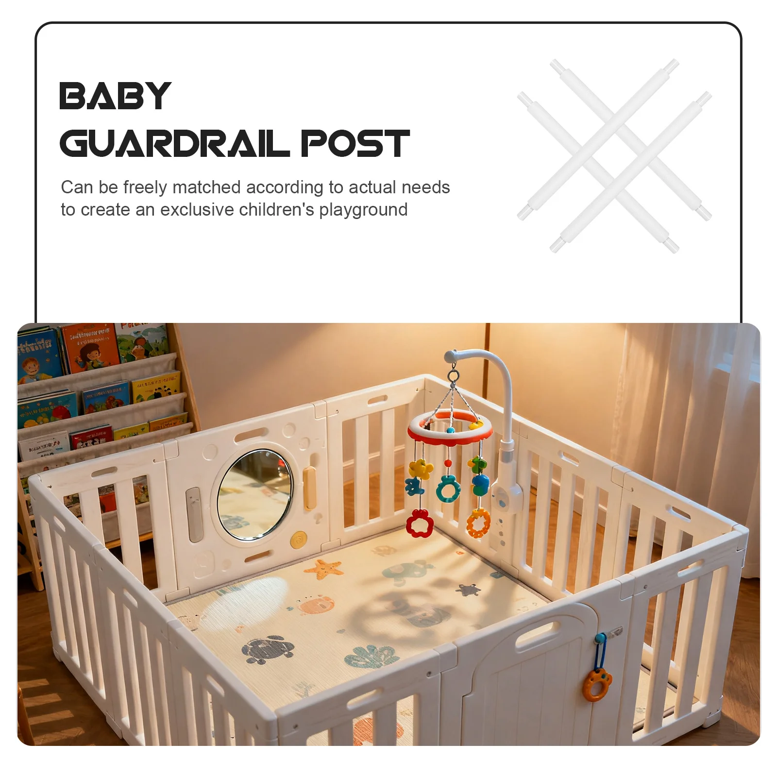 Aste per box per bambini da 4 pezzi Tubi di ricambio in acciaio inossidabile Tubi per recinzione di sicurezza per bambini da 22,79 pollici Box di facile installazione