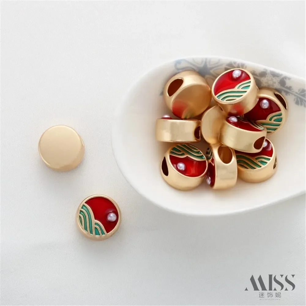 قمر مشرق على البحر، شمس مرتفعة، سوار DIY منفصل بالخرز بفتحة كبيرة، قلادة، إكسسوارات مجوهرات مطرزة