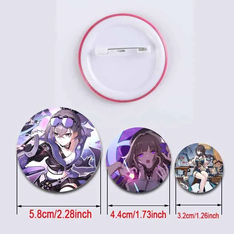 58mm Game Honkai:Star Rail Character Button Pin Cute Cartoon Boothill Argenti Fanart Brooch Tinplate Badge Bag Accessories Gift