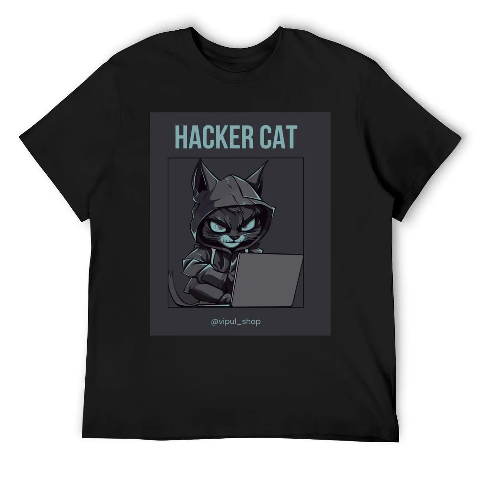 

Hacker cat T-Shirt vintage graphic tee summer top luxury t-shirt graphics Men's t shirts