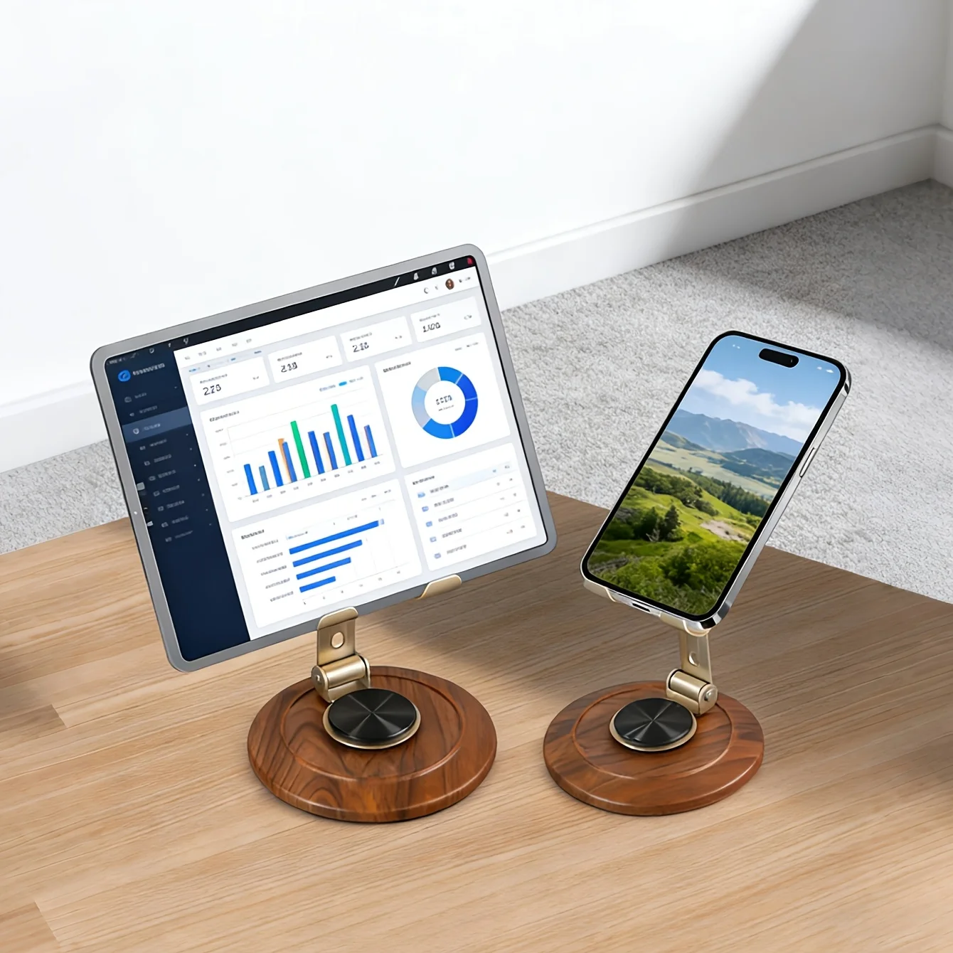 

360 ° Вращающаяся металлическая подставка для телефонов и планшетов, складная, на 90 градусов ° Многоугольная регулировка, подходит для различных сценариев использования