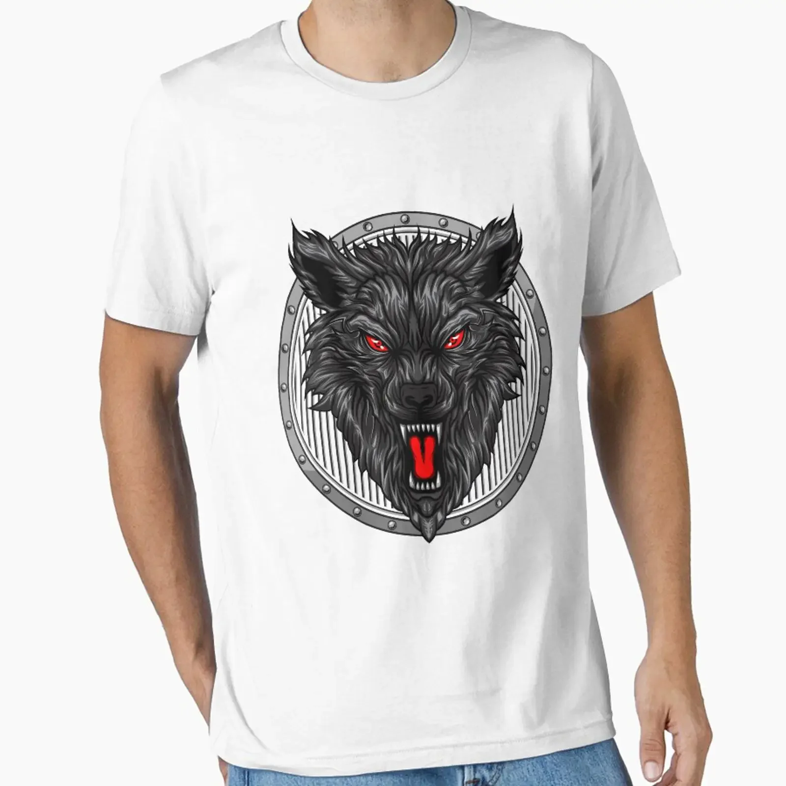 3D Angry Growling Grey Wolf designed and sold by elcapitano12 vintage Washed Top For Everyday Wear Comfortable Slightly Unisex