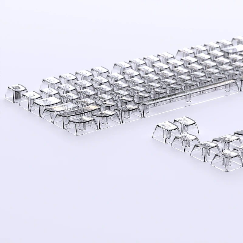 White Crystal UV Printing MDA Profile Keycap PC Shine Through Transparent Keycaps for 61/68/84/87/98/100 MX Mechanical