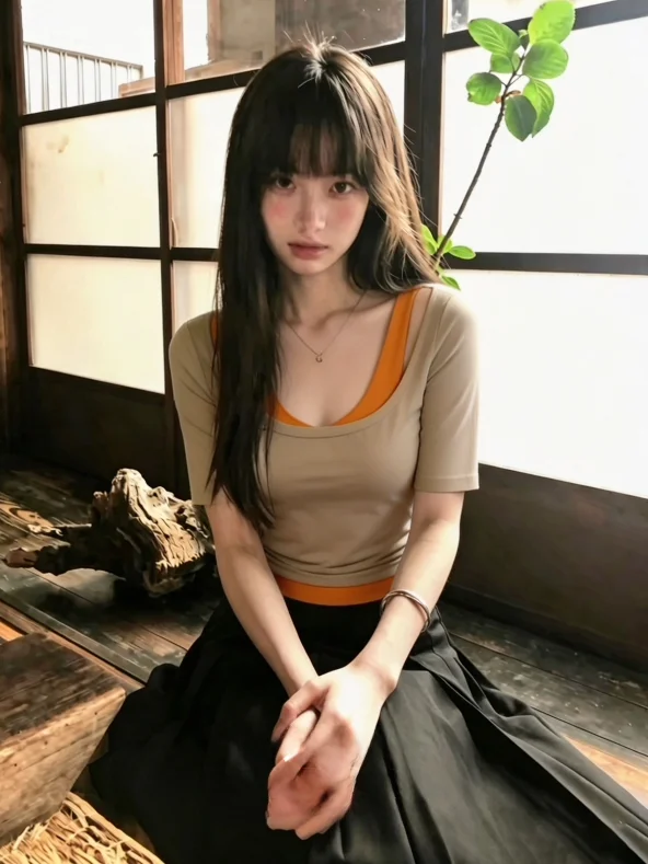 Casual Style Fake Two-Piece Color Block Short T-Shirt Women Summer Waist-Cinching Side Pleat Belly Covering plus Size Slimmin...