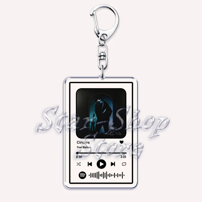 Hot Rap Singer Keychain for Women Accessories Sunflower Rockstar Music Playlist Code Pendant Keying Jewelry  Friends Fans Gifts