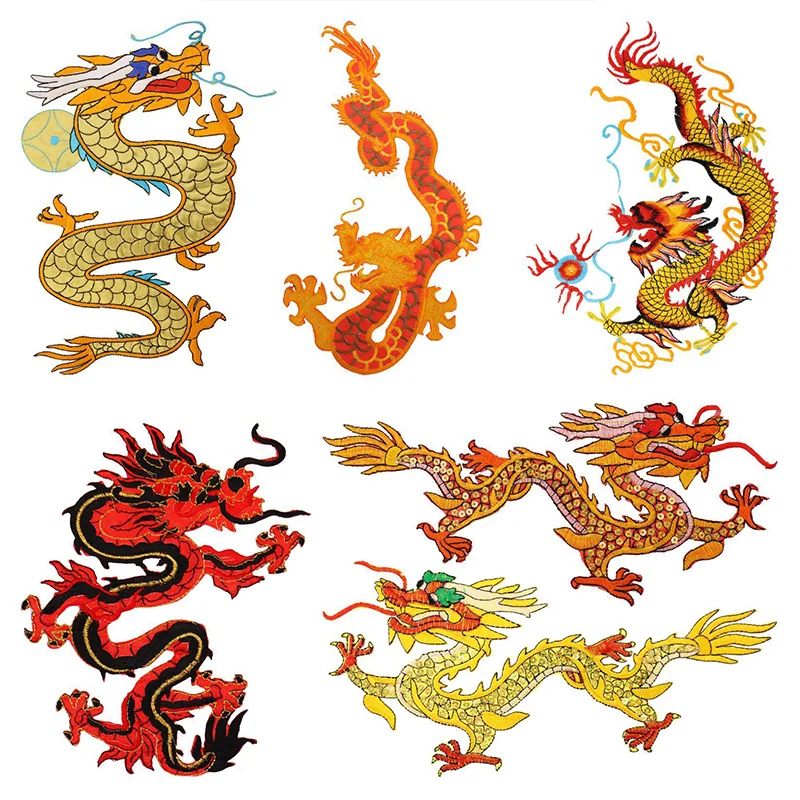 Chinese Dragon Patches for Clothing Heat Transfer Sticker Parches  Applique Iron On Transfer On T-Shirt Printing