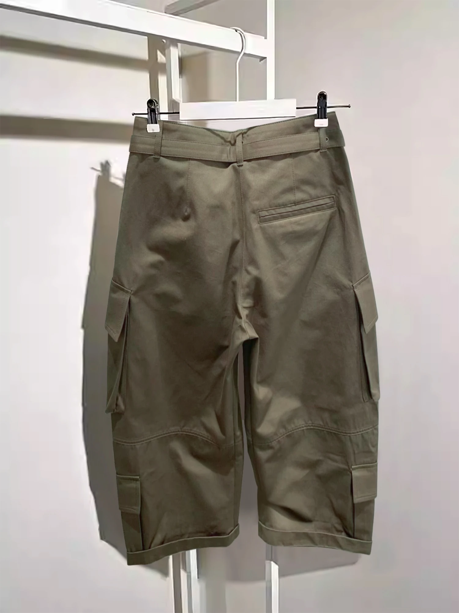 Spring 2026 Casual Loose Fit Women's Pants Turn up Cuff Multi Pocket Workwear Versatile Fashionable Straight Leg Cotton Blend