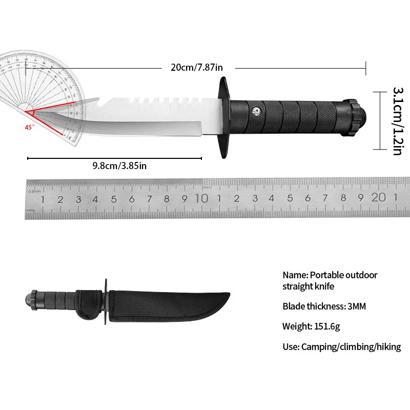 Field High hardness straight knife, fixed blade, sharp fruit knife, multi-purpose outdoor tactical knife and cutting knife