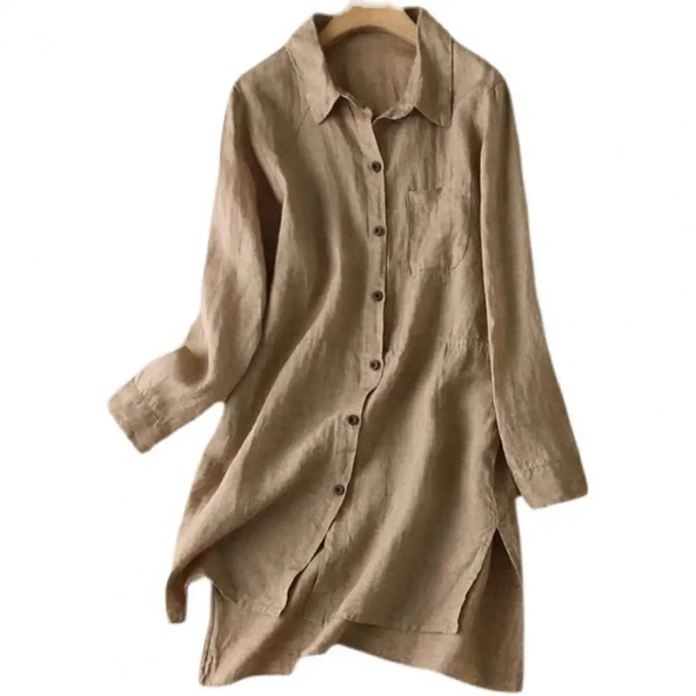 Fashion Women Oversized Shirt Long Sleeve Blouse Casual Solid Loose Basic Tops O-Neck 2024 Lady Button Up Blusa Femininas