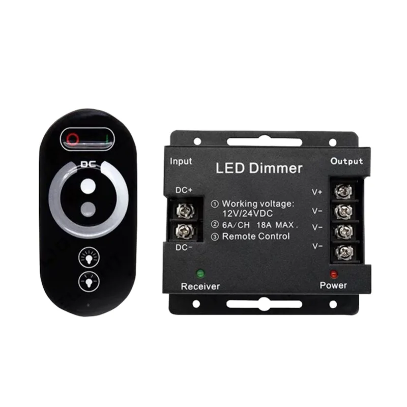 Dimmer Switch, DC 12V-24V 18A PWM LED Light Strip Dimmer With Dimmable Slide Remote Control, Adjust Brightness Dimmer Light
