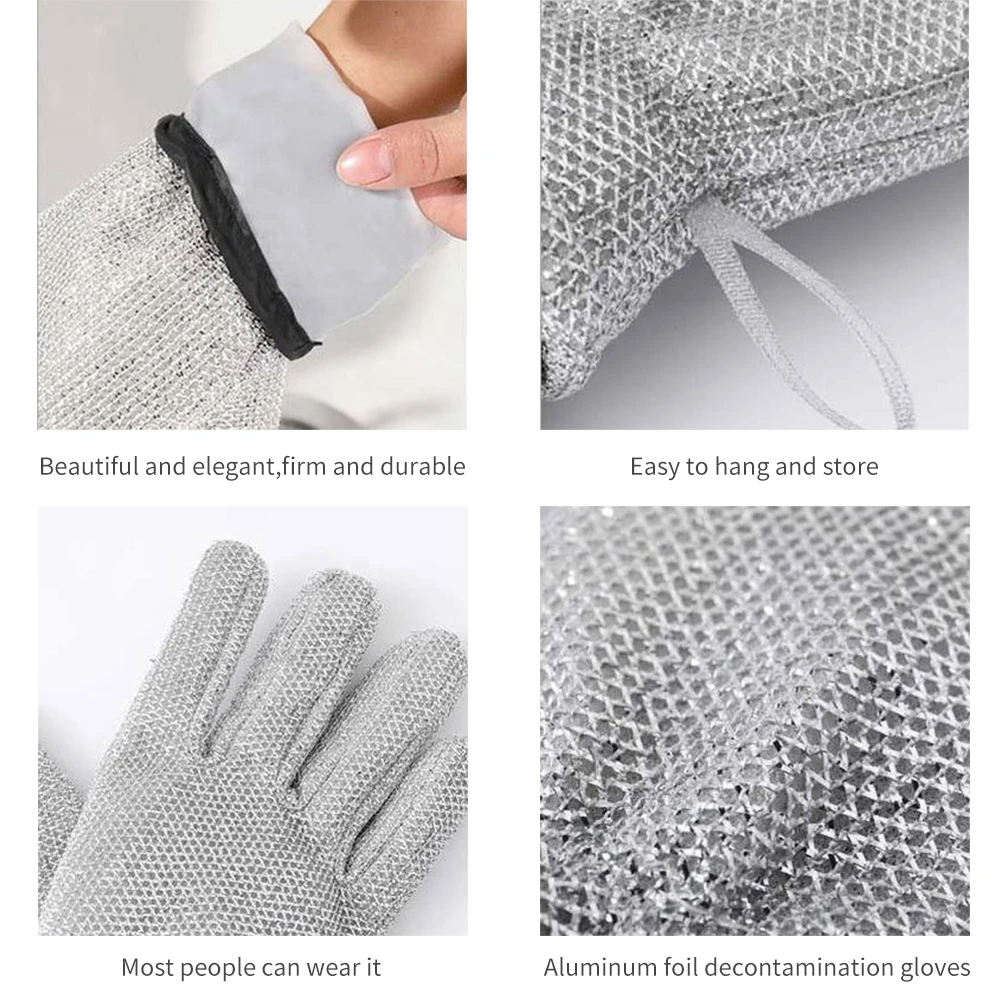 Wire Dishwashing Gloves Multi-functional Waterproof Dish Cleaning Glove Kitchen Thermal Insulation Anti-scalding Mittens