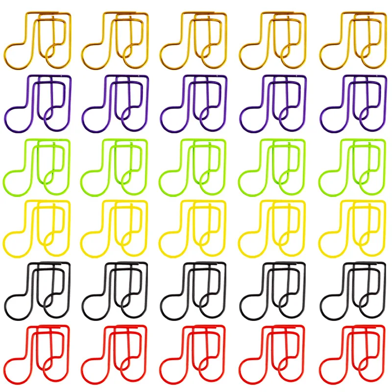 Plastic-coated Line Nice Color Music Note Paper Clip Shaped Creative Paper Clips For Planner Student Papers Classification Clip