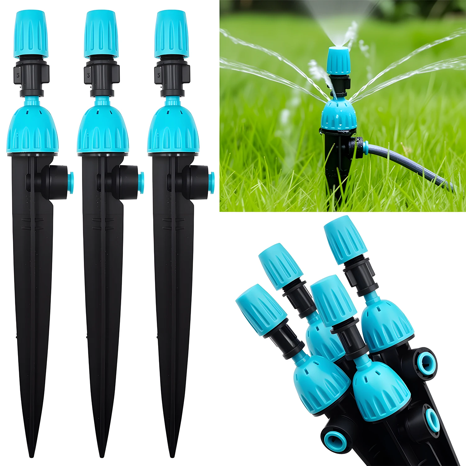 2 in 1 Drip Irrigation Transmitter and Atomizing Nozzle for 1/4 Inch Pipe, 360 Degree Flow Dropper for Garden Irrigation