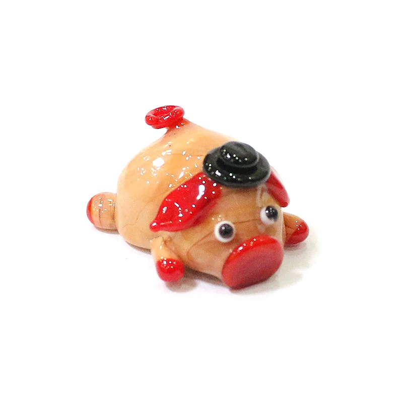 Flesh-Colored Cute Glass Pig Mini Figurine Ornament Creative Tiny Animal Statue Kawaii Decor Xmas Easter New Year Gifts for Kids