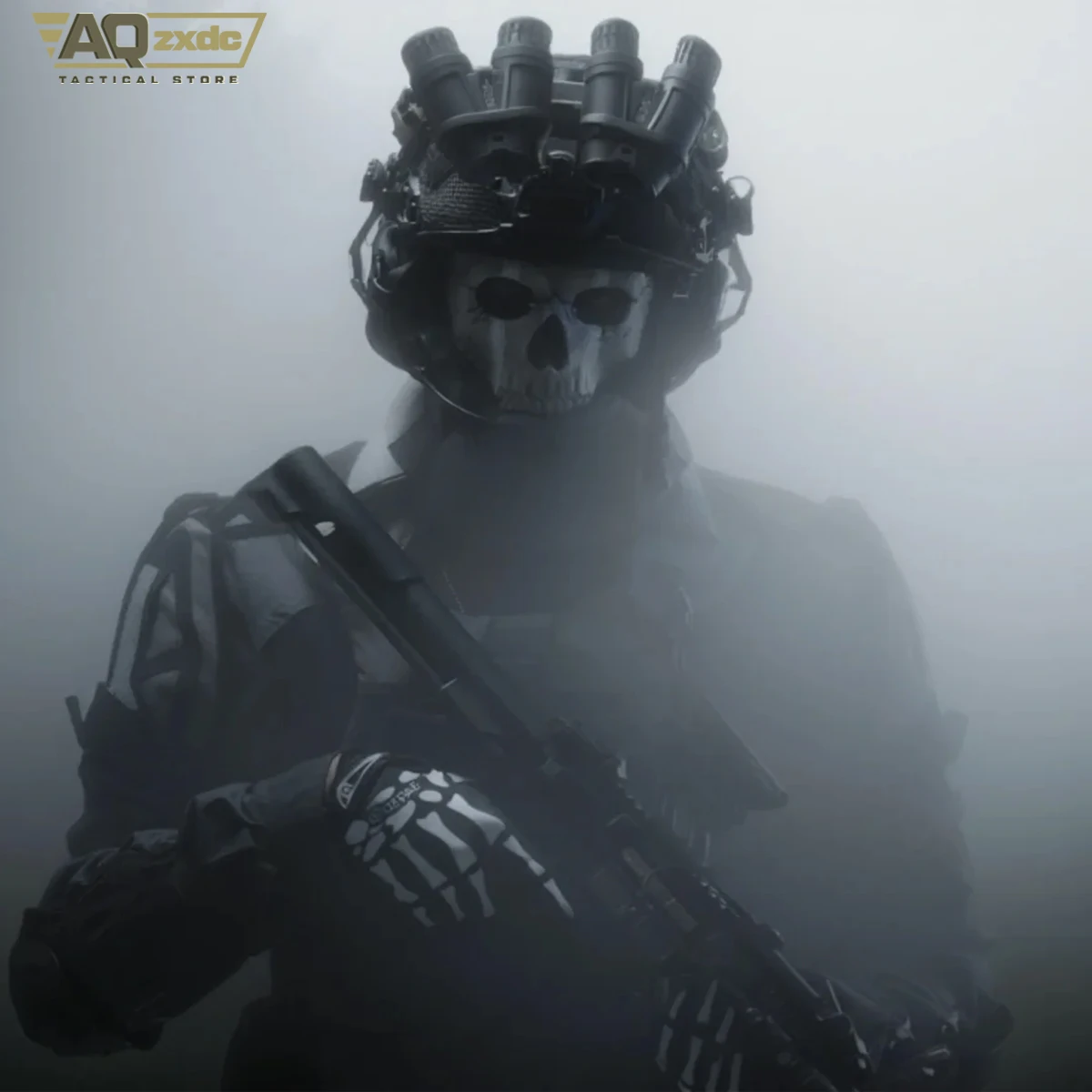 Airsoft Cod 19 Night Raid Ghost Cosplay Full Set of Equipment Ghost Tactical Mask & Vest & Hemlet Set for Halloween Cosplay