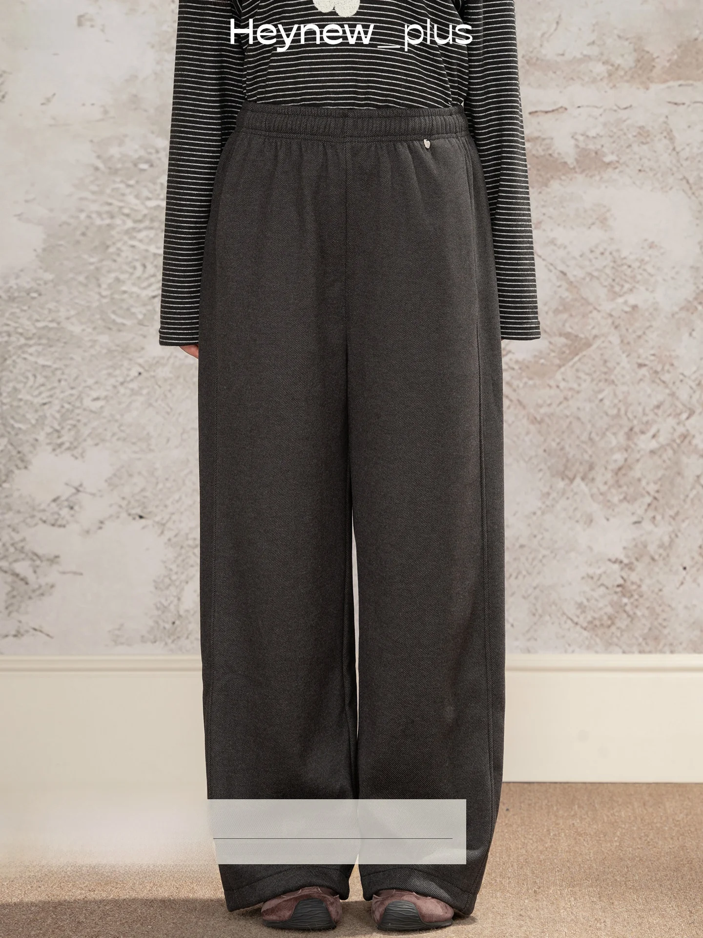 

Брюки Heynew повседневные, широкие, для полных женщин, осенне-зимние, из смесового хлопка, удобные, свободного кроя, в стиле «ленивый шик»