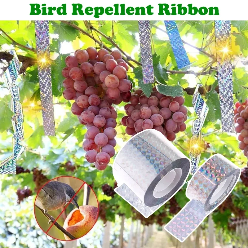 Double Sided Holographic Flash Reflective Bird Tape Laser Bird Scare Tape Anti-Bird Scare Tape Ribbon for Garden Orchard Farm