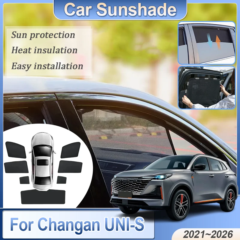 

For Changan UNI-S Accessories 2021~2026 2022 2023 2024 2025 Magnetic Anti-Mosquito Sunshade UV Protector Privacy Window Curtain
