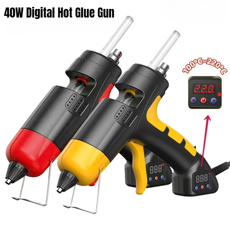 Mini pistola de pegamento caliente de 40W, pistola de silicona caliente pequeña con cable de temperatura ajustable para herramientas hechas a mano DIY para niños con barras de pegamento de 7mm