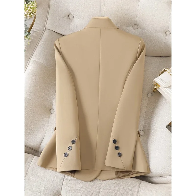 Traje elegante de oficina para mujer, chaqueta Formal de manga larga, con botonadura única, color negro, caqui y blanco