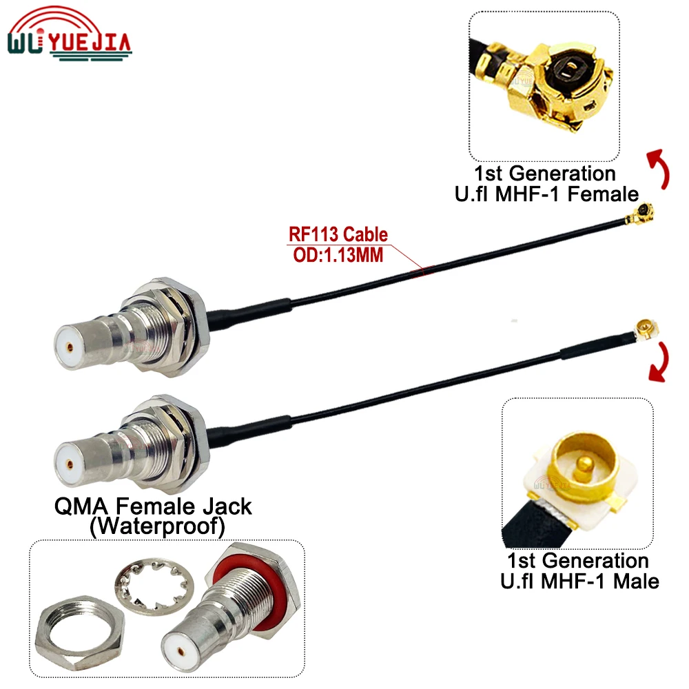 

U.FL RF1.13 Pigtail Cable Waterproof QMA Female Jack to MHF-1 U.F.L Female Male RF Connector 50ohm WIFI Antenna Extension Jumper
