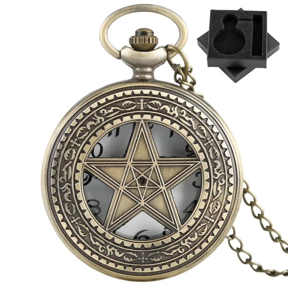 

Винтажные кварцевые карманные часы с полой звездой и арабскими цифрами, белый циферблат, бронзовое ожерелье, часы с подвеской в стиле ретро, подарок для мужчин и женщин