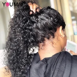 Full Lace Human Hair Wigs Fake Scalp Human hair Brazilian Deep Curly Transparent HD 30 Inch Full Lace Wig 250 Density For Black