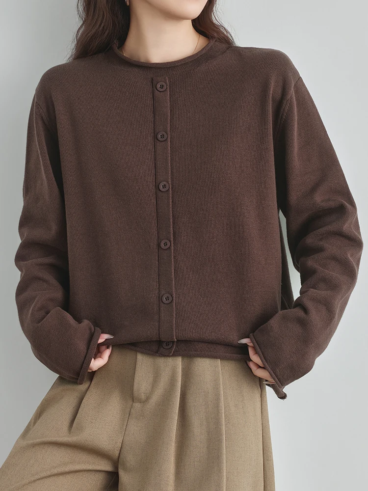 

Women Mock-neck Knitwear 100% Pure Cotton Pullover Spring Autumn Fashion Long sleeves Thick Basics natural fiber Cotton Top